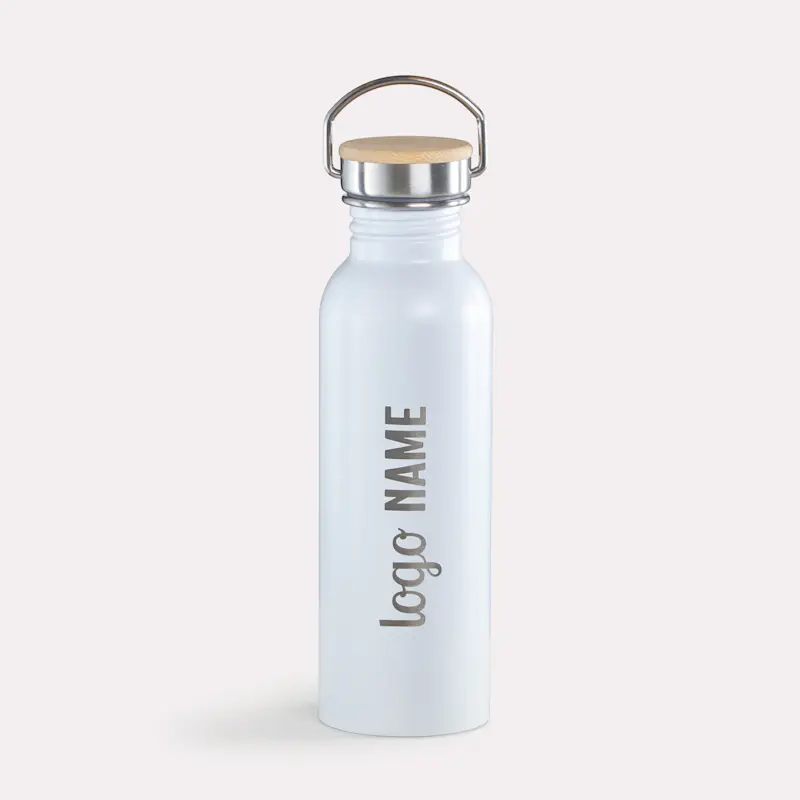 Gourde inox avec couvercle en bambou