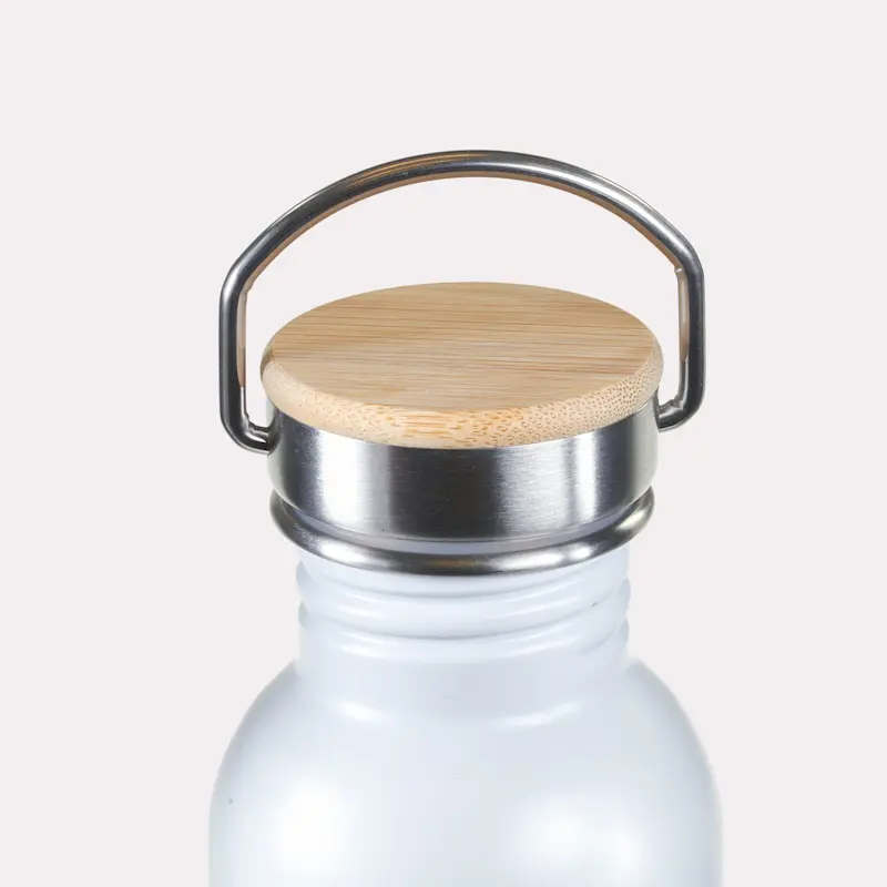 Gourde inox avec couvercle en bambou – Image 4