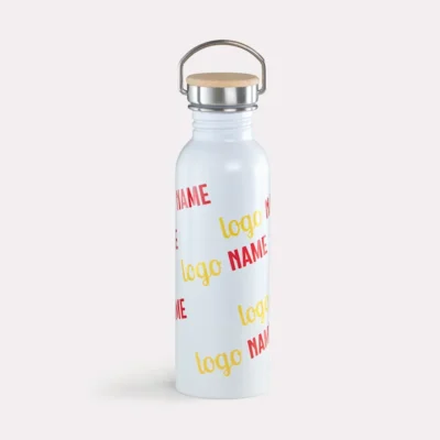 Gourde inox avec couvercle en bambou – visuel 2