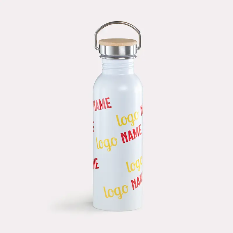 Gourde inox avec couvercle en bambou – Image 2