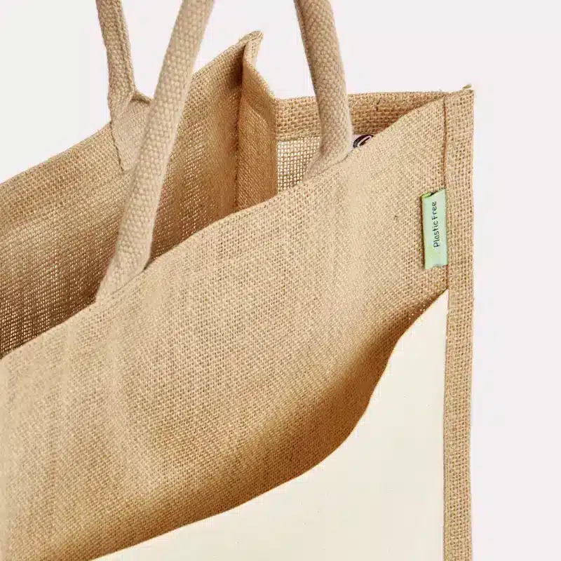 Sac en jute avec poche avant en toile – Image 3