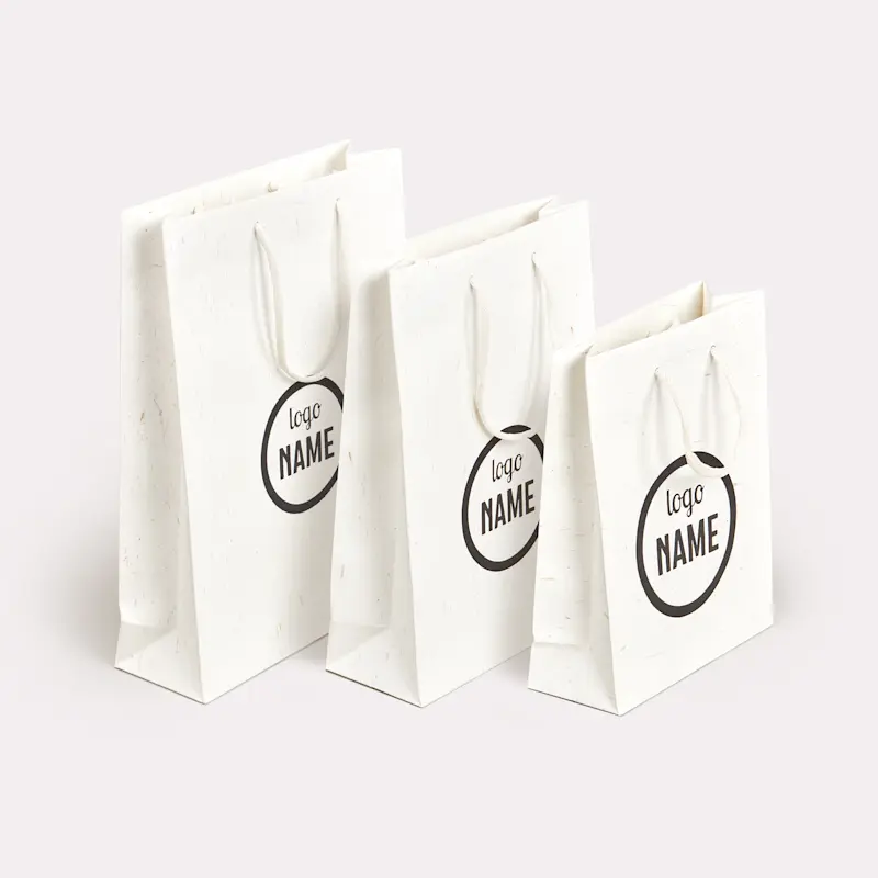 Sac luxe en papier recyclé avec poignées en fibres de paille