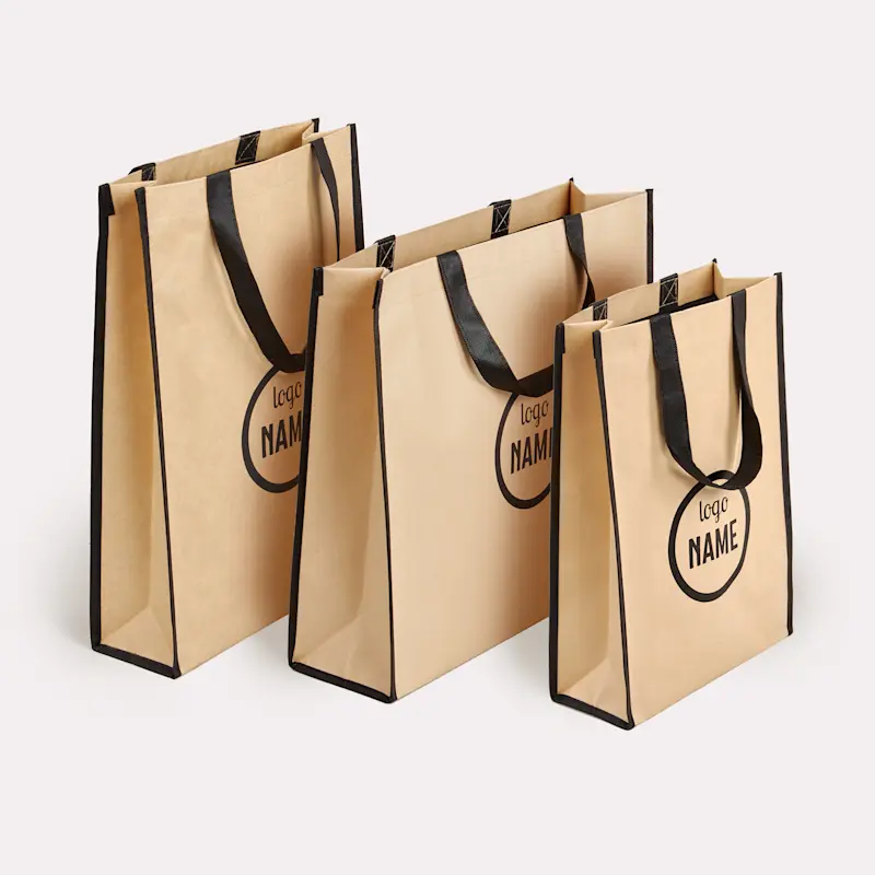 Cabas intissés avec papier kraft brun